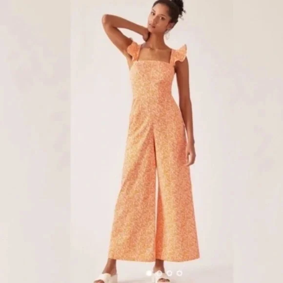 Anthropologie Hutch Jumpsuit Matchsticks Ruffle Jumpsuit Medium Petite - Picture 2 of 9